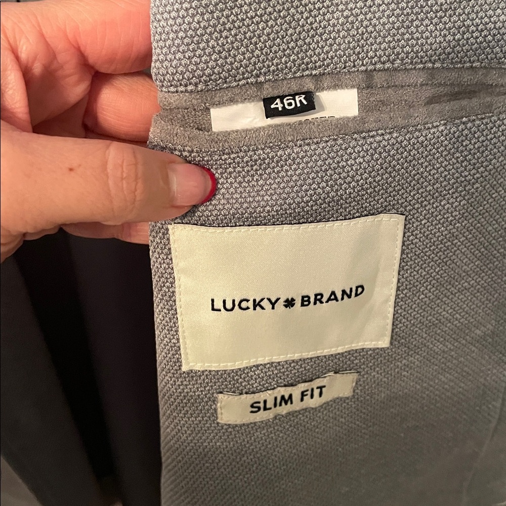 Lucky Brand Men’s 46R Slim Fit Classic Gray Sport Coat - Picture 5 of 7